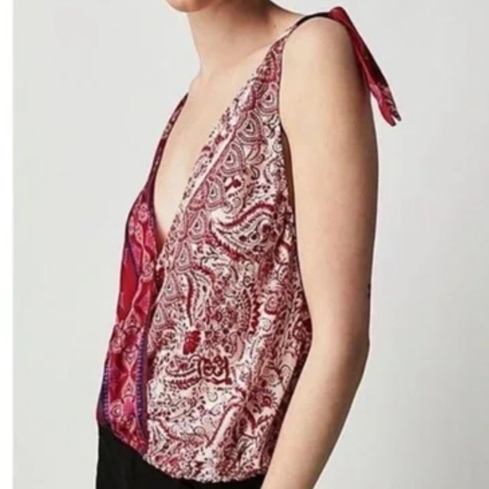 FREE PEOPLE shoulder tie tank NWOT